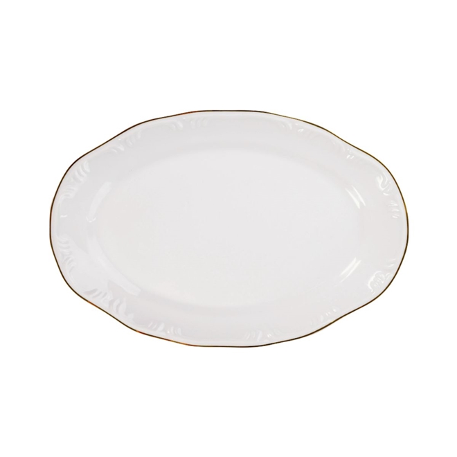 Travessa Rasa Oval 28cm Porcelana Schmidt Dec Filetado Ouro Pomerode