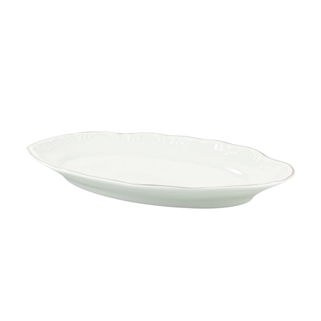 Travessa Rasa Oval Cm Porcelana Schmidt Dec Filetado Prata