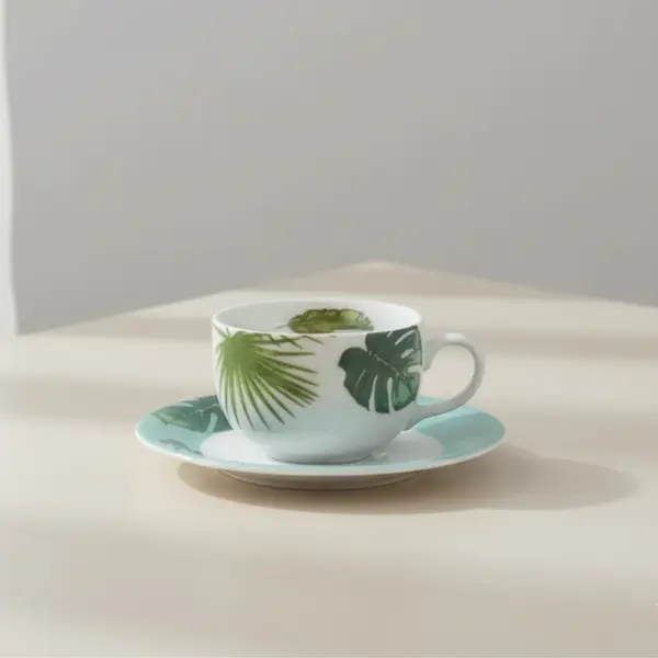 Xícara Café com Pires 80ml Porcelana Schmidt - Dec. Patrícia