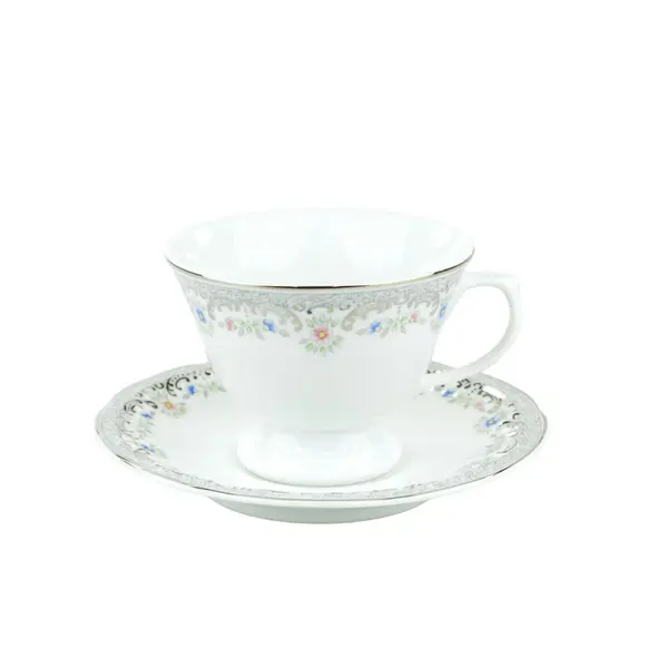 Xícara Chá Com Pires 200ml Porcelana Schmidt - Dec. Saint Germain 2210