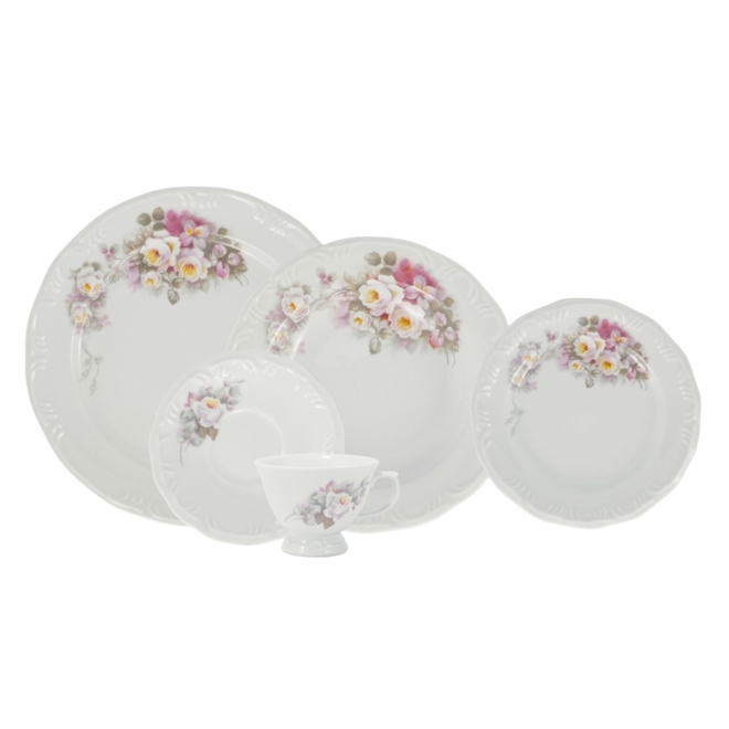 Kit Mesa Posta 4 Lugares Dec Eterna E351 PONTO DA PORCELANA