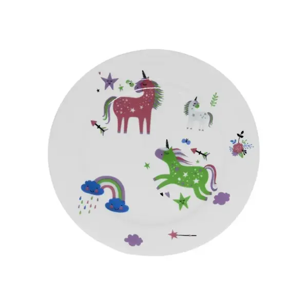 Prato Sobremesa 19cm Porcelana Schmidt - Dec. Unicornio E634