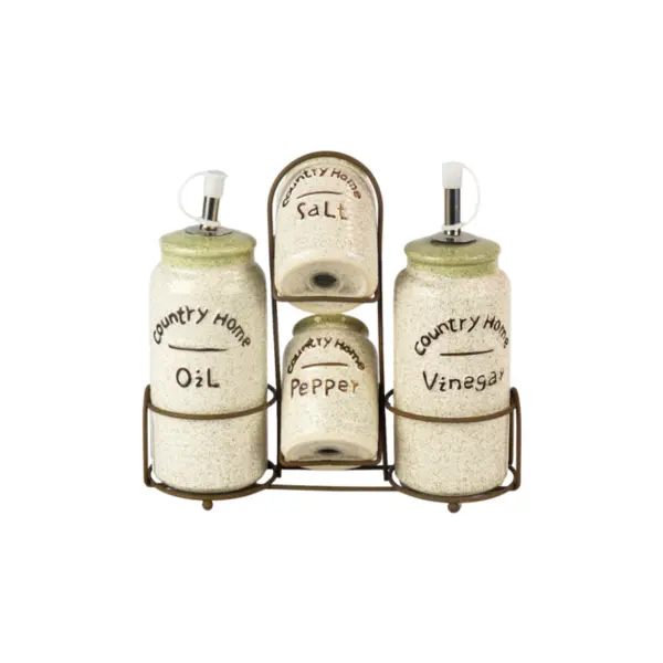 Galheteiro 4 Peças Ceramica - Ponto da Porcelana