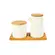 Conjunto 2 Potes Tempero De Ceramica C/Tampa De Bambu 7cm - Ponto da Porcelana