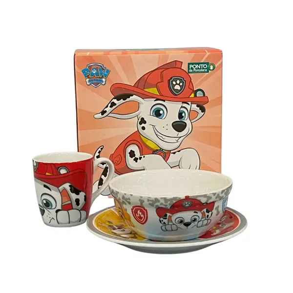 Aparelho Infantil 3 Peças Porcelana Schmidt - Dec. Patrulha Canina Marshall