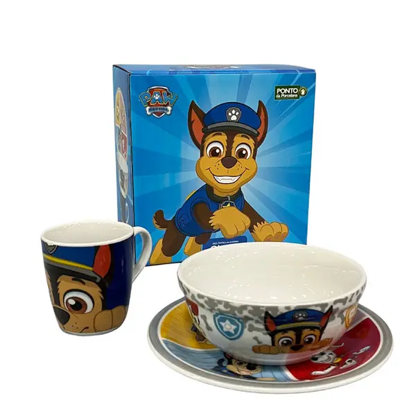 Aparelho Infantil 3 Peças Porcelana Schmidt - Dec. Patrulha Canina Chase