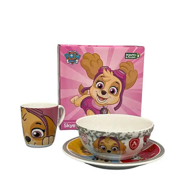 Aparelho Infantil 3 Peças Porcelana Schmidt - Dec. Patrulha Canina Skye