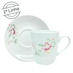 Caneca com Pires 225ml Porcelana Schmidt - Dec. R015 2ª LINHA