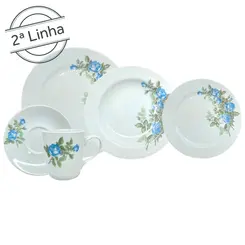 Aparelho 30 Peças Jantar e Chá Porcelana Schmidt - Dec. R016 2ª LINHA