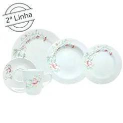 Aparelho 30 Peças Jantar e Chá Porcelana Schmidt - Dec. R015 2ª LINHA