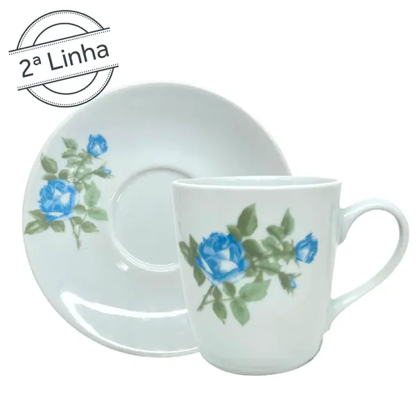 Caneca com Pires 225ml Porcelana Schmidt - Dec. R016 2° LINHA