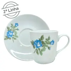Caneca com Pires 225ml Porcelana Schmidt - Dec. R016 2° LINHA