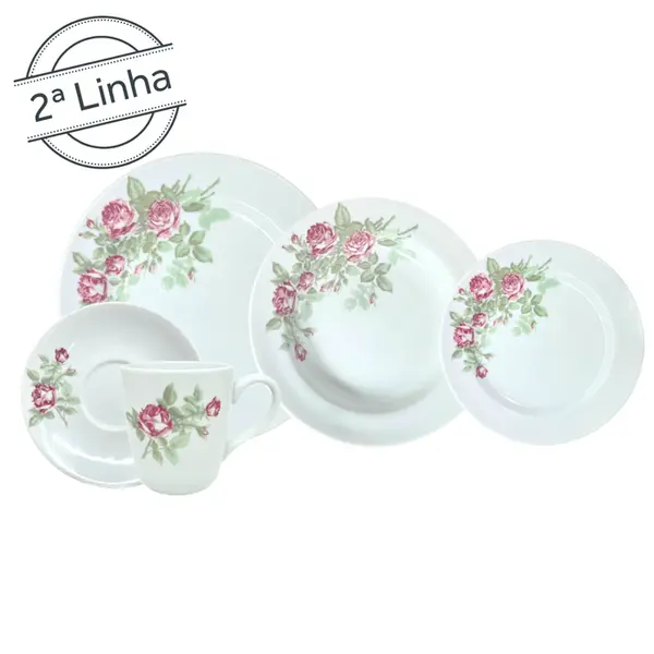 Aparelho 30 Peças Jantar e Chá Porcelana Schmidt - Dec. R017 2ª LINHA