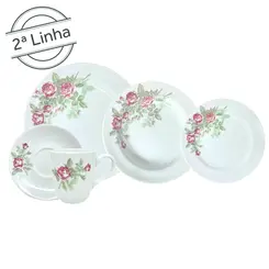 Aparelho 30 Peças Jantar e Chá Porcelana Schmidt - Dec. R017 2ª LINHA