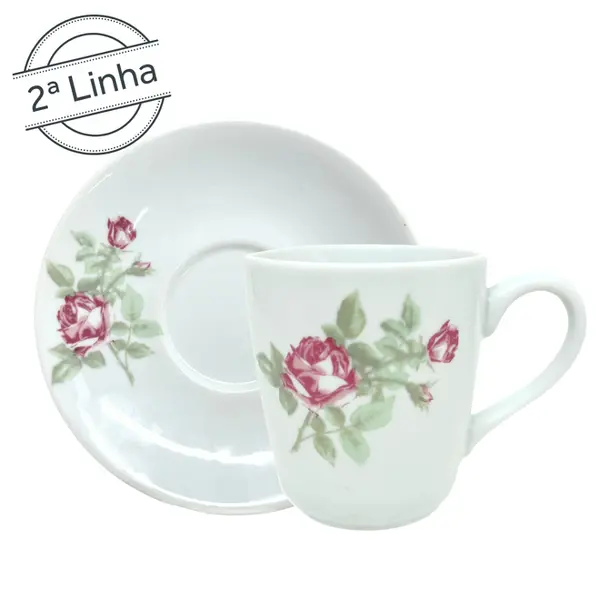 Caneca com Pires 225ml Porcelana Schmidt - Dec. R017 2ª LINHA