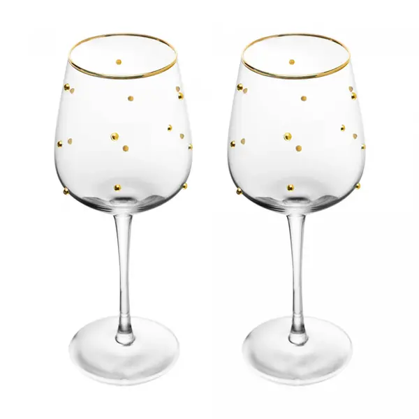 21060 CJ 2 TACAS PARA VINHO BALLS FIO DE OURO 350ML VIDRO