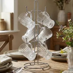 Kit 6 Taças de Cappucicino 210ml em Vidro com Suporte de Ferro