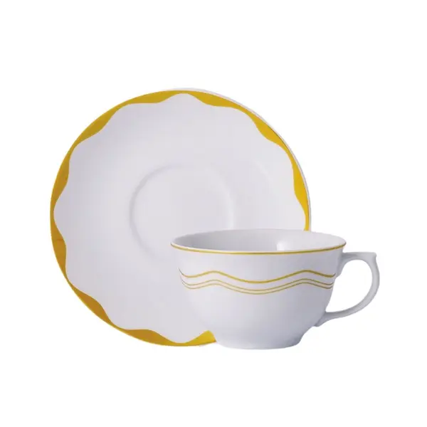 Xicara Chá com Pires Porcelana Schmidt - Dec. Brasilis 2392