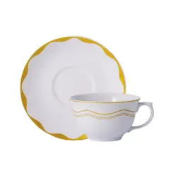 Xicara Chá com Pires Porcelana Schmidt - Dec. Brasilis 2392