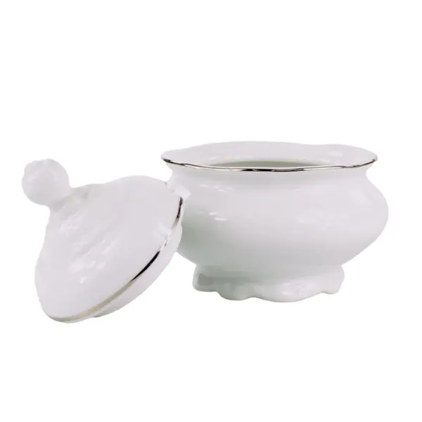 Açucareiro Porcelana Schmidt - Dec. Filetado Prata Pomerode 0012