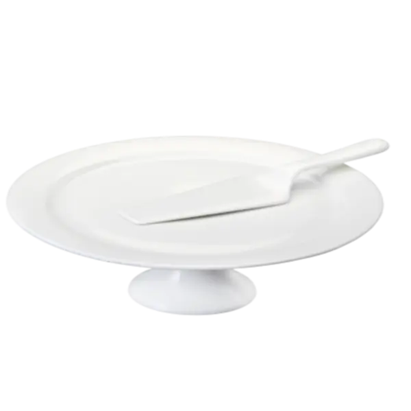 Prato Bolo com Base 30 cm Porcelana Schmidt - Mod. Aba Estreita