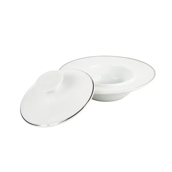 Mantegueira Redonda Porcelana Schmidt - Dec. Filetado Prata Itamaraty 0012