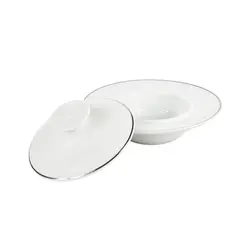 Mantegueira Redonda Porcelana Schmidt - Dec. Filetado Prata Itamaraty 0012
