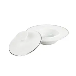 Mantegueira Redonda Porcelana Schmidt - Dec. Filetado Prata Itamaraty 0012
