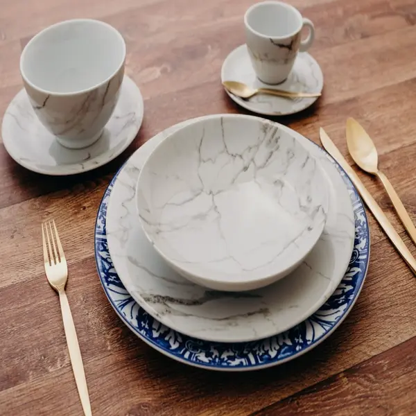 Prato Sobremesa Porcelana Schmidt - Dec. Mármore Cinza 2343