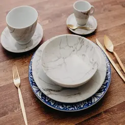Prato Sobremesa Porcelana Schmidt - Dec. Mármore Cinza 2343