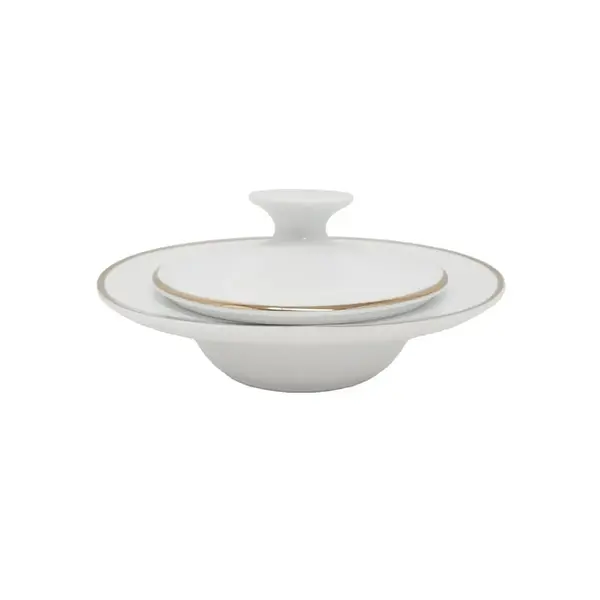 Mantegueira Redonda Porcelana Schmidt - Dec. Filetado Ouro Itamaraty 0010