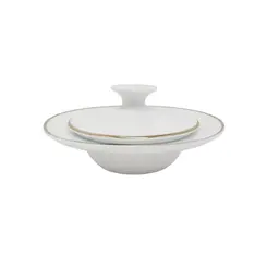 Mantegueira Redonda Porcelana Schmidt - Dec. Filetado Ouro Itamaraty 0010