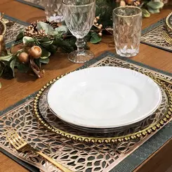 Prato Raso Porcelana Schmidt - Dec. Filetado Ouro Pomerode 0010