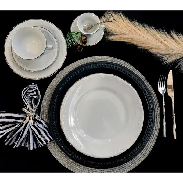 Prato Fundo Porcelana Schmidt - Dec. Filetado Prata Pomerode 0012