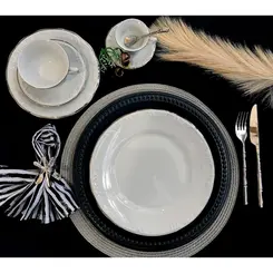 Prato Fundo Porcelana Schmidt - Dec. Filetado Prata Pomerode 0012
