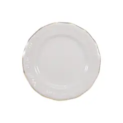Prato Sobremesa Porcelana Schmidt - Dec. Filetado Ouro Pomerode 0010