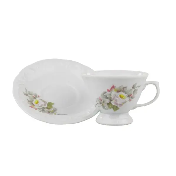 Conjunto com 6 Xícaras Café com Pires Porcelana Schmidt - Dec. Eterna E351