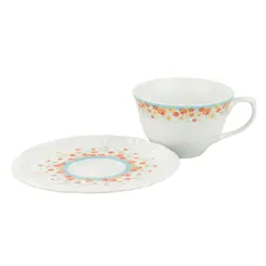 Xícara Chá Com Pires 200ml Porcelana Schmidt - Dec. Valentina