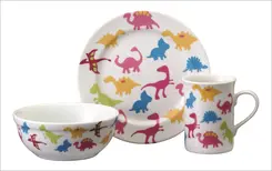 Prato Sobremesa Porcelana Schmidt - Dec. Dino Infantil