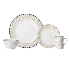 Aparelho com Bowl e Caneca 16 Peças Porcelana Schmidt - Dec. Araucária 2396