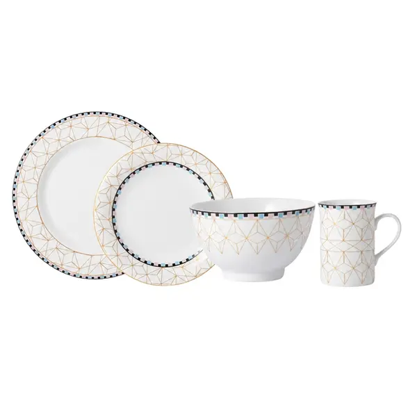 Aparelho com Bowl e Caneca 16 Peças Porcelana Schmidt - Dec. Pantanal 2391
