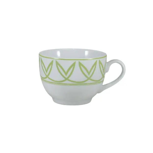 Xícara Chá com Pires 200 ml Porcelana Schmidt - Dec. Helena Verde