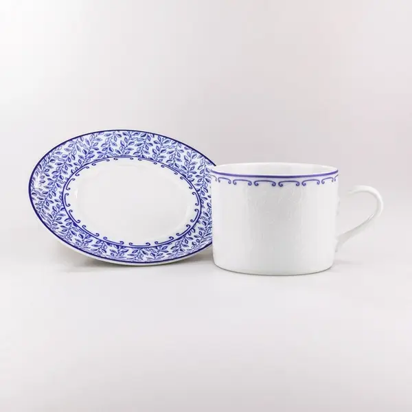 Xícara Chá com Pires 200ml Porcelana Schmidt - Dec. Coimbra