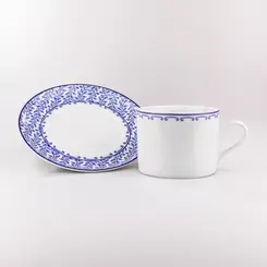 Xícara Chá com Pires 200ml Porcelana Schmidt - Dec. Coimbra