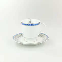 Xícara Chá com Pires 200 ml Porcelana Schmidt - Dec. Julia