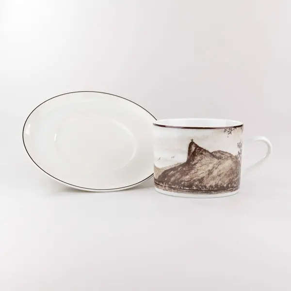 Xícara Chá Com Pires 200 ml Porcelana Schmidt - Dec. Imagens do Brasil 2273