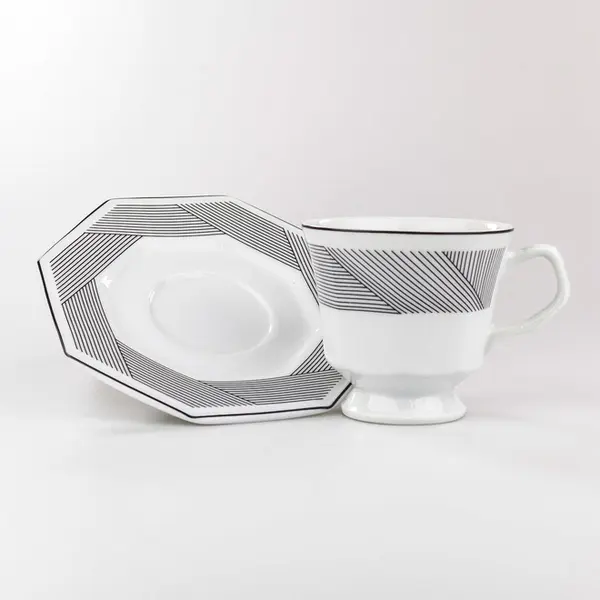 Xícara Chá com Pires 200 ml Porcelana Schmidt - Dec. Bauhaus