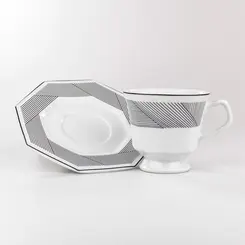 Xícara Chá com Pires 200 ml Porcelana Schmidt - Dec. Bauhaus