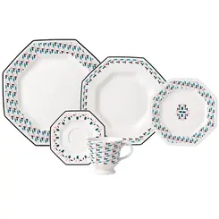 Aparelho Jantar e Chá 30 Peças Porcelana Schmidt - Dec. Mantiqueira 2397