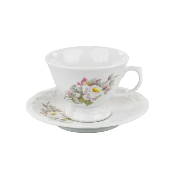 Conjunto com 6 Xícaras Chá com Pires Porcelana Schmidt - Dec. Eterna E351